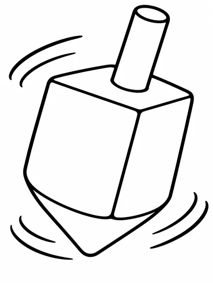 Large spinning dreidel with motion lines, free Hanukkah coloring page