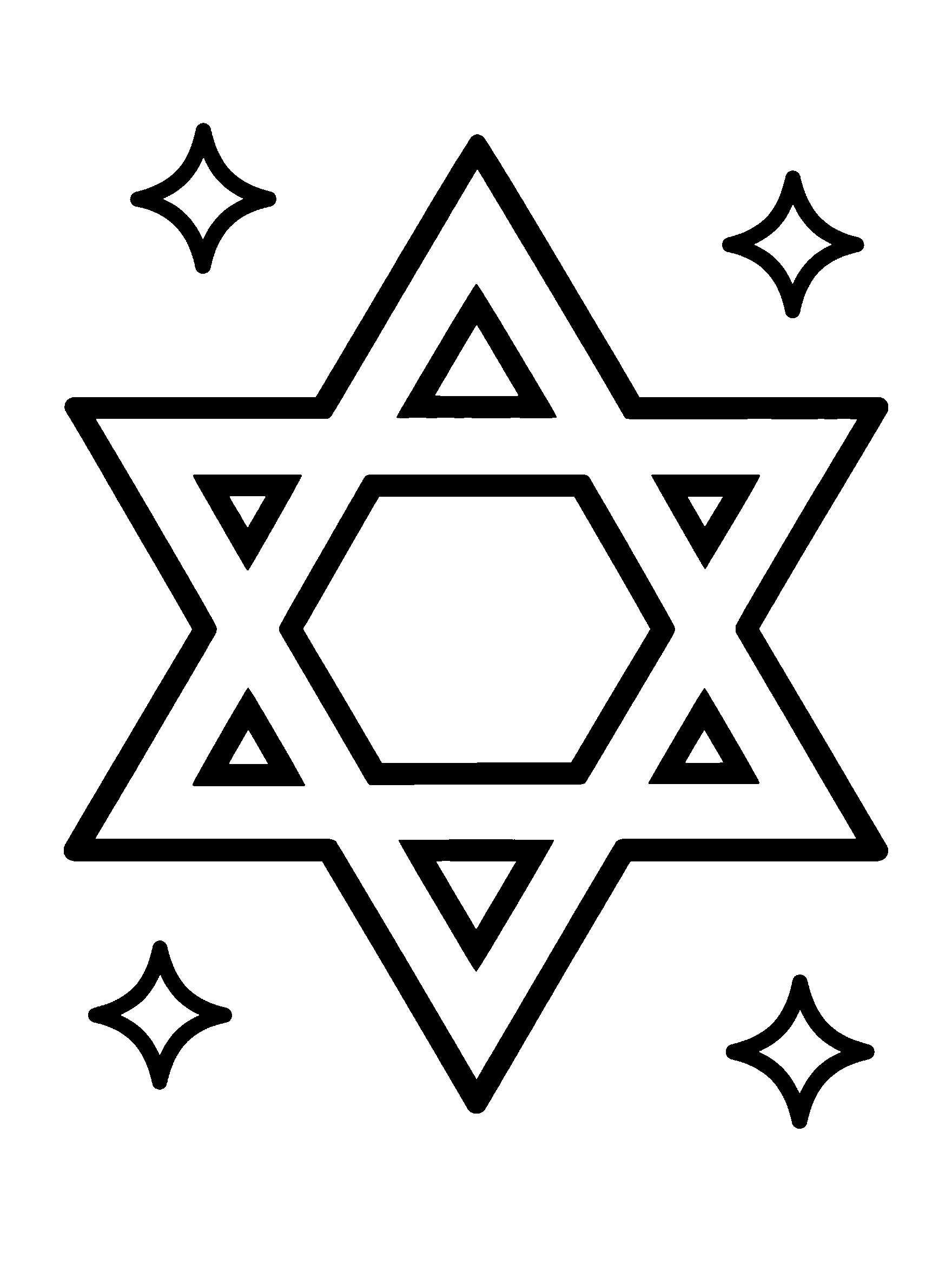 Large Star of David made of two triangles, coloring sheet