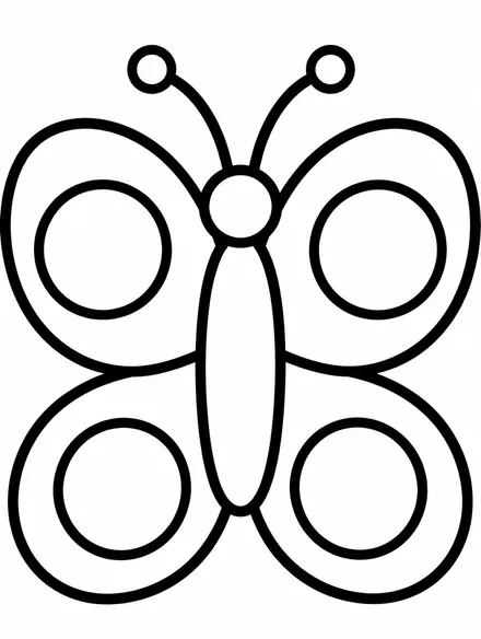 Big simple butterfly with rounded wings, easy coloring page