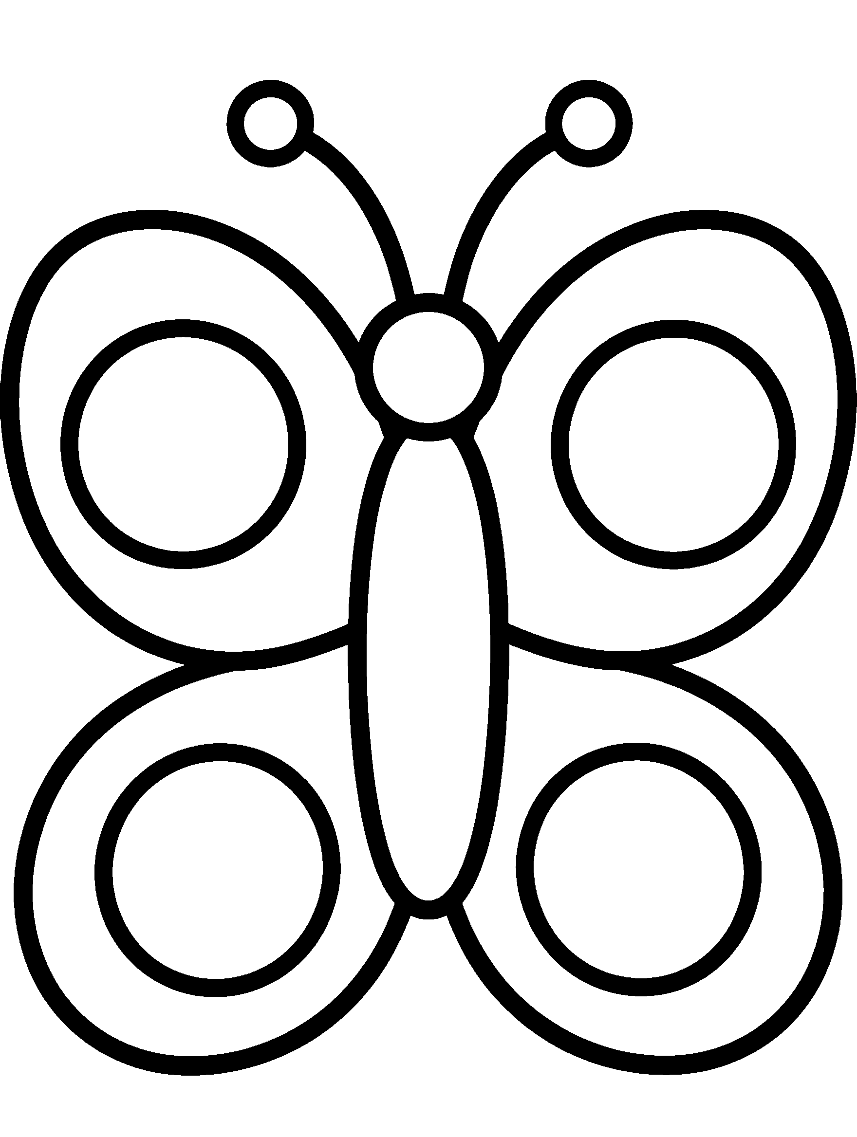 Big simple butterfly with rounded wings, easy coloring page