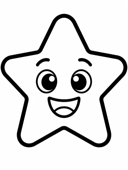 Large five-pointed star with a smile, simple coloring page