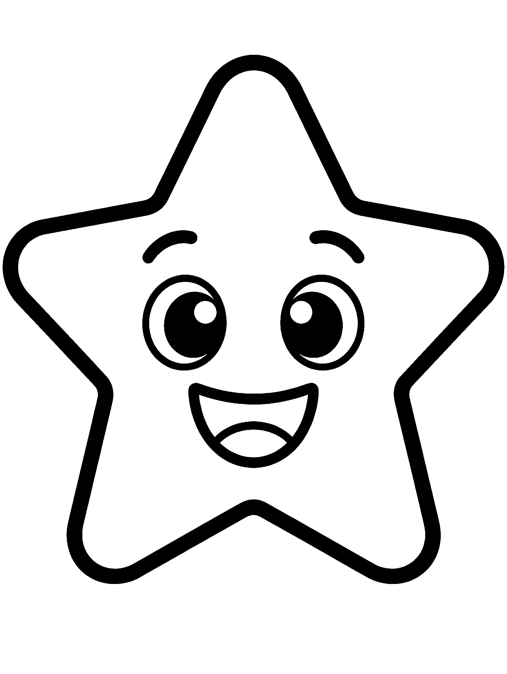 Large five-pointed star with a smile, simple coloring page