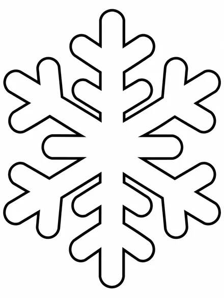 Large six-pointed snowflake with wide branches, coloring page